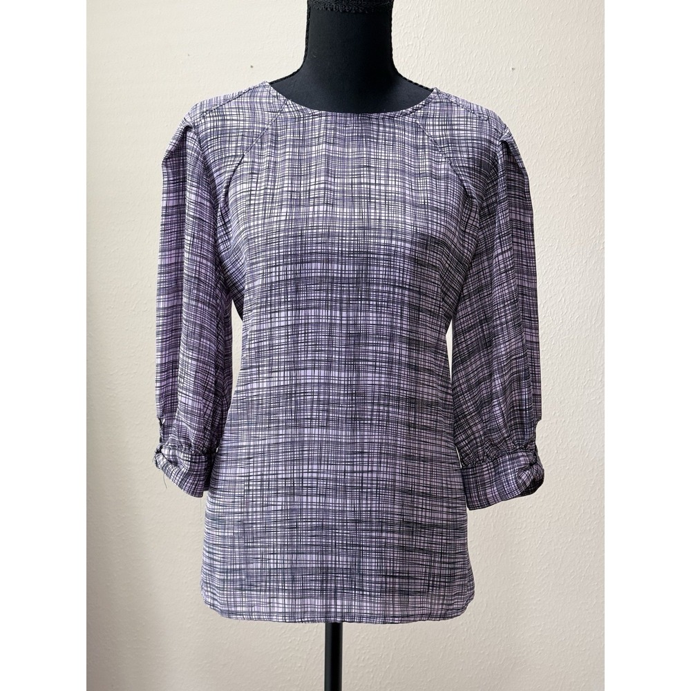 Worthington Women's Purple And Black Coquette And Feminine Elbow Sleeve Size M